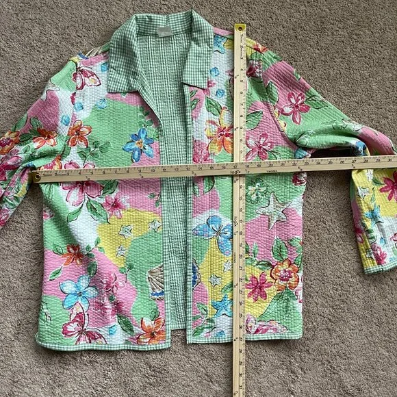 Vintage Womens Floral Gingham Quilted Reversible Jacket Oversized PLUS size 18W - Picture 6 of 9